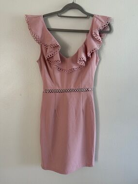 Hello Molly Dusty Pink Ruffle Sheath Dress